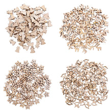 Load image into Gallery viewer, 100Pcs Christmas Wooden Pendants Ornaments DIY Wood Crafts Xmas Tree Ornaments Snowflake Christmas Party Decorations for home