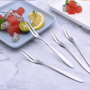 10 Pcs Stainless Steel Fruit Forks Dessert Forks Lovely Mini Fork Set Snack Cake Dessert Forks Cafeteria Home Flatware