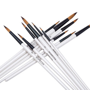 12Pcs Paint Brush Set Filbert Golden Nylon Bristle Professional Brush for Watercolor Acrylic, Gouache, Oil and Facepaint