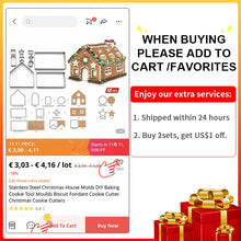 Load image into Gallery viewer, (18pcs) Christmas Gingerbread House Cookie Cutter Set 3D Stainless Steel Cookie Biscuit Mold Mould Fondant Baking Tool Party Decoration
