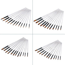 Load image into Gallery viewer, 12Pcs Paint Brush Set Filbert Golden Nylon Bristle Professional Brush for Watercolor Acrylic, Gouache, Oil and Facepaint