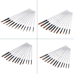 12Pcs Paint Brush Set Filbert Golden Nylon Bristle Professional Brush for Watercolor Acrylic, Gouache, Oil and Facepaint