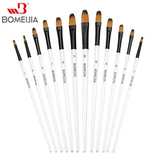 Load image into Gallery viewer, 12Pcs Paint Brush Set Filbert Golden Nylon Bristle Professional Brush for Watercolor Acrylic, Gouache, Oil and Facepaint