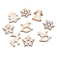 Load image into Gallery viewer, 100Pcs Christmas Wooden Pendants Ornaments DIY Wood Crafts Xmas Tree Ornaments Snowflake Christmas Party Decorations for home
