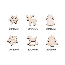 Load image into Gallery viewer, 100Pcs Christmas Wooden Pendants Ornaments DIY Wood Crafts Xmas Tree Ornaments Snowflake Christmas Party Decorations for home