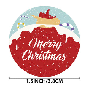 500Pcs 1.5 Inch Merry Christmas Round Stickers Santa Elk Pattern Envelope Baking Seal Labels Kids XMAS Gifts Packaging Stickers