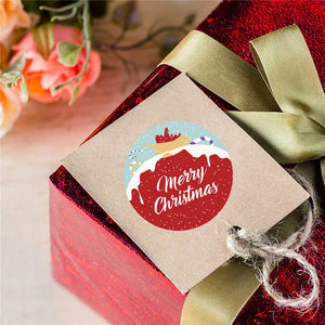 500Pcs 1.5 Inch Merry Christmas Round Stickers Santa Elk Pattern Envelope Baking Seal Labels Kids XMAS Gifts Packaging Stickers