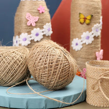 Load image into Gallery viewer, 100M Natural Jute Burlap Braided String Cords Rope DIY Scrapbooking Crafts Decor Christmas Wedding Party Gift Wrapping Thread