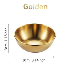 Load image into Gallery viewer, 4pcs 2pcs Stainless Steel Golden Sauce Dishes Appetizer Seasoning Serving Dishes Sets Tray Spice Plates Kitchen Tableware