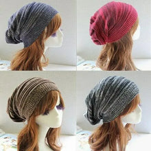 Load image into Gallery viewer, Men and Women Hat Mixed Color Cotton Striped Hip Hop Winter Warm Hat Scarf Beanies Knit Long Loose Hat Gorro Headdress