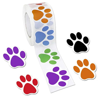 100/500 Pcs Colorful Paw Print Stickers Roll Birthday Gift Decoration Sealing Paw Labels Stickers Teacher Reward Kids Stickers