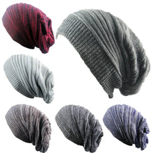 Load image into Gallery viewer, Men and Women Hat Mixed Color Cotton Striped Hip Hop Winter Warm Hat Scarf Beanies Knit Long Loose Hat Gorro Headdress