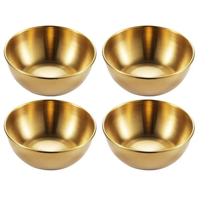 4pcs 2pcs Stainless Steel Golden Sauce Dishes Appetizer Seasoning Serving Dishes Sets Tray Spice Plates Kitchen Tableware