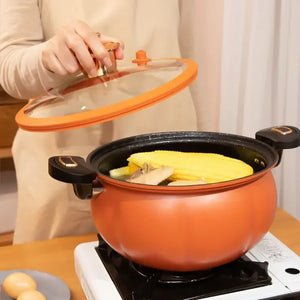 5/8L Pumpkin Pot Multifunctional Cast Iron Slight Pressure Cooker Braise Boil Steam Stew Nonstick Pots 22/28cm Cooking Pots