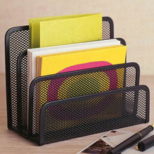 Load image into Gallery viewer, Black Metal Mesh Desk Organizer Desktop Letter Tray File Organiser Office Home Holder
