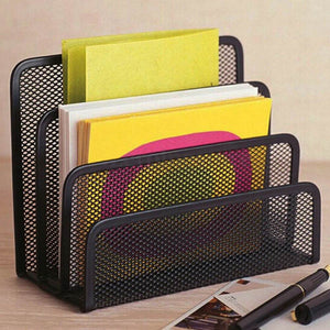Black Metal Mesh Desk Organizer Desktop Letter Tray File Organiser Office Home Holder