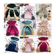 Load image into Gallery viewer, Pink Gold Velvet Bags With Tassel 11x15cm Purple Red/Blue Gray Pouches Jewelry Packing Bags Christmas Candy Wedding Gift Bags