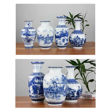Load image into Gallery viewer, Classic Chinese Blue and White Ceramic Vase Antique Tabletop Porcelain Flower Vase for Decoration