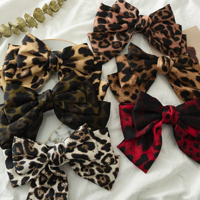 New Arrival Barrette 3 layers Leopard Print Hairpin Large Bow Hair Clip Accessories