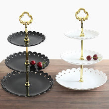 Load image into Gallery viewer, Portable 3-Tier Fruit Plate Cake Candy Dessert Stand Rack Holder Home Party Catering