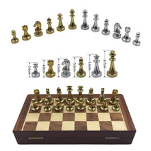 Load image into Gallery viewer, Quality Wooden Folding Chessboard Retro Metal Alloy Chess Game Set *30x30cm