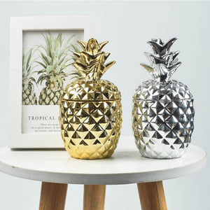 Ceramic Pineapple Storage Tank Candle Container Sugar Jar Piggy Bank Seal Pot with Dustproof Cover Home Decor Gift