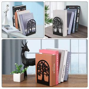 (US) 1 Pair Tree of Life Metal Bookend Non-Slip Book Stopper for Office Home Decoration