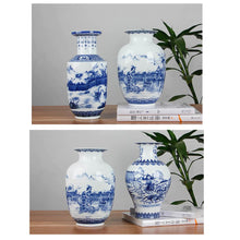 Load image into Gallery viewer, Classic Chinese Blue and White Ceramic Vase Antique Tabletop Porcelain Flower Vase for Decoration