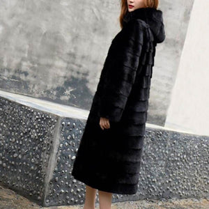 Luxury Long Customize Plus Size Genuine Rabbit Real Fur Coat Jacket for Women