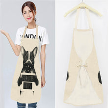 Load image into Gallery viewer, 1 Pc Cotton Linen BullDog Dog Print Kitchen Aprons Unisex Dinner Party Cooking Cleaning Apron