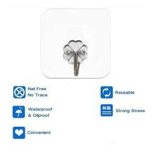 Load image into Gallery viewer, 20Pcs/Set Transparent Seamless Self-Adhesive Hook Load Bearing 10KG Waterproof Strong Hanger