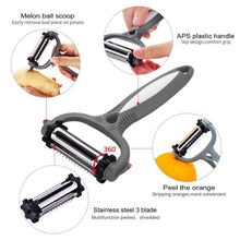 Load image into Gallery viewer, Multifunctional 360 Degree Rotary Vegetable Peeler Cabbage Grater Potato Slicer Cutter Fruit Knife Kitchen Gadget
