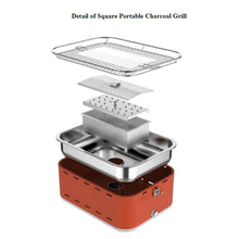 Load image into Gallery viewer, Mini Portable Charcoal Grill Table Top Square Grill Smokeless Grill Ignition of 3-4 Minutes for Barbecue, Outdoor BBQ Grill