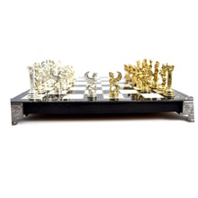 Load image into Gallery viewer, Luxury Metal Chess Set First-Class Chrome Plated Boxed Wooden Game Set Christmas Gift