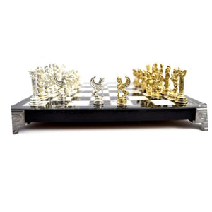Luxury Metal Chess Set First-Class Chrome Plated Boxed Wooden Game Set Christmas Gift