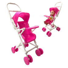 Load image into Gallery viewer, Pink Baby Stroller Infant Carriage Stroller Trolley Nursery Toys Mini Furniture For Barbie Doll