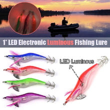 Load image into Gallery viewer, 1pc Flashing LED Night Fishing Lure Flash Light 10cm Luminous Squid Jig Shrimp Bait