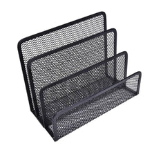 Load image into Gallery viewer, Black Metal Mesh Desk Organizer Desktop Letter Tray File Organiser Office Home Holder
