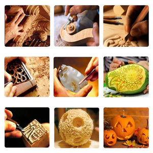 12pcs DIY  Woodcut Knife Sculpture Wood Carving Tools Woodworking Arts Crafts Cutter Graver