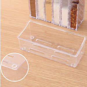 6pcs/set Acrylic Transparent Spice Jar Colorful Lid Seasoning Box Salt Condiment Storage Containers