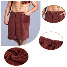 Load image into Gallery viewer, 2 piece Set Man Wearable Microfiber Bath Towel With Pocket Soft Wrap Skirt Towel