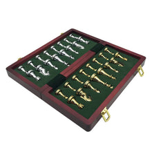 Load image into Gallery viewer, Quality Wooden Folding Chessboard Retro Metal Alloy Chess Game Set *30x30cm