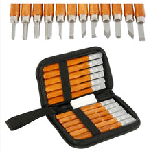 Load image into Gallery viewer, 12pcs DIY  Woodcut Knife Sculpture Wood Carving Tools Woodworking Arts Crafts Cutter Graver