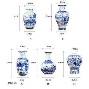 Classic Chinese Blue and White Ceramic Vase Antique Tabletop Porcelain Flower Vase for Decoration