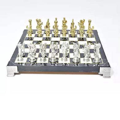 Luxury Metal Chess Set First-Class Chrome Plated Boxed Wooden Game Set Christmas Gift