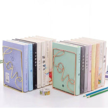 Load image into Gallery viewer, 2Pcs/Pair Creative Love Shaped Metal Bookends Desk Storage Holder Shelf Book Organizer Stand