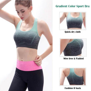 REM Gradient High Stretch Sports Bras, Women Quick Dry Padded Sports Top for Fitness Yoga
