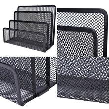 Load image into Gallery viewer, Black Metal Mesh Desk Organizer Desktop Letter Tray File Organiser Office Home Holder