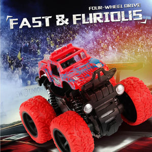 New Mini Inertial Vehicle Four-Wheel-Drive Plastic Children Toy Car Pull Back Stunt Car