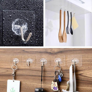20Pcs/Set Transparent Seamless Self-Adhesive Hook Load Bearing 10KG Waterproof Strong Hanger